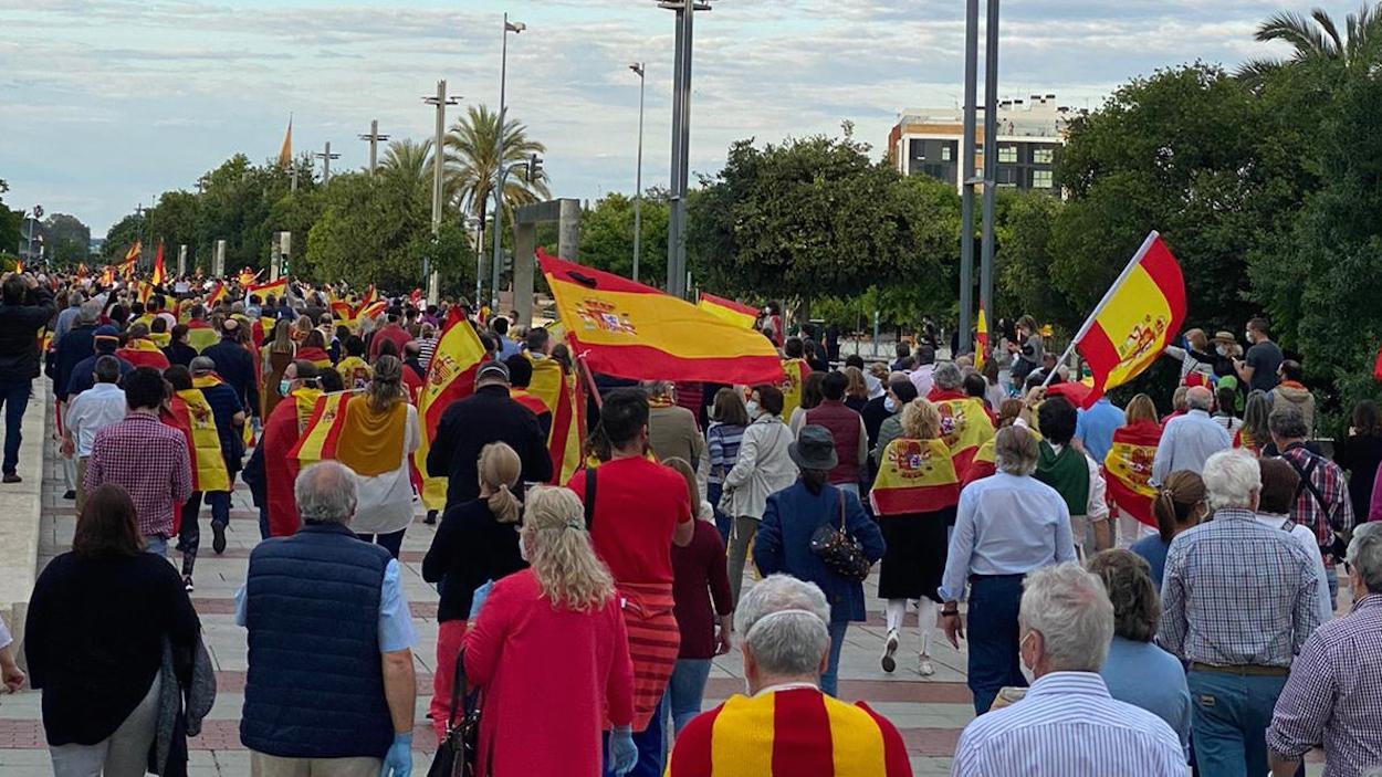 Imagen difundida en las redes sociales de la manifestación ultraconservadora de ayer en Cordoba.