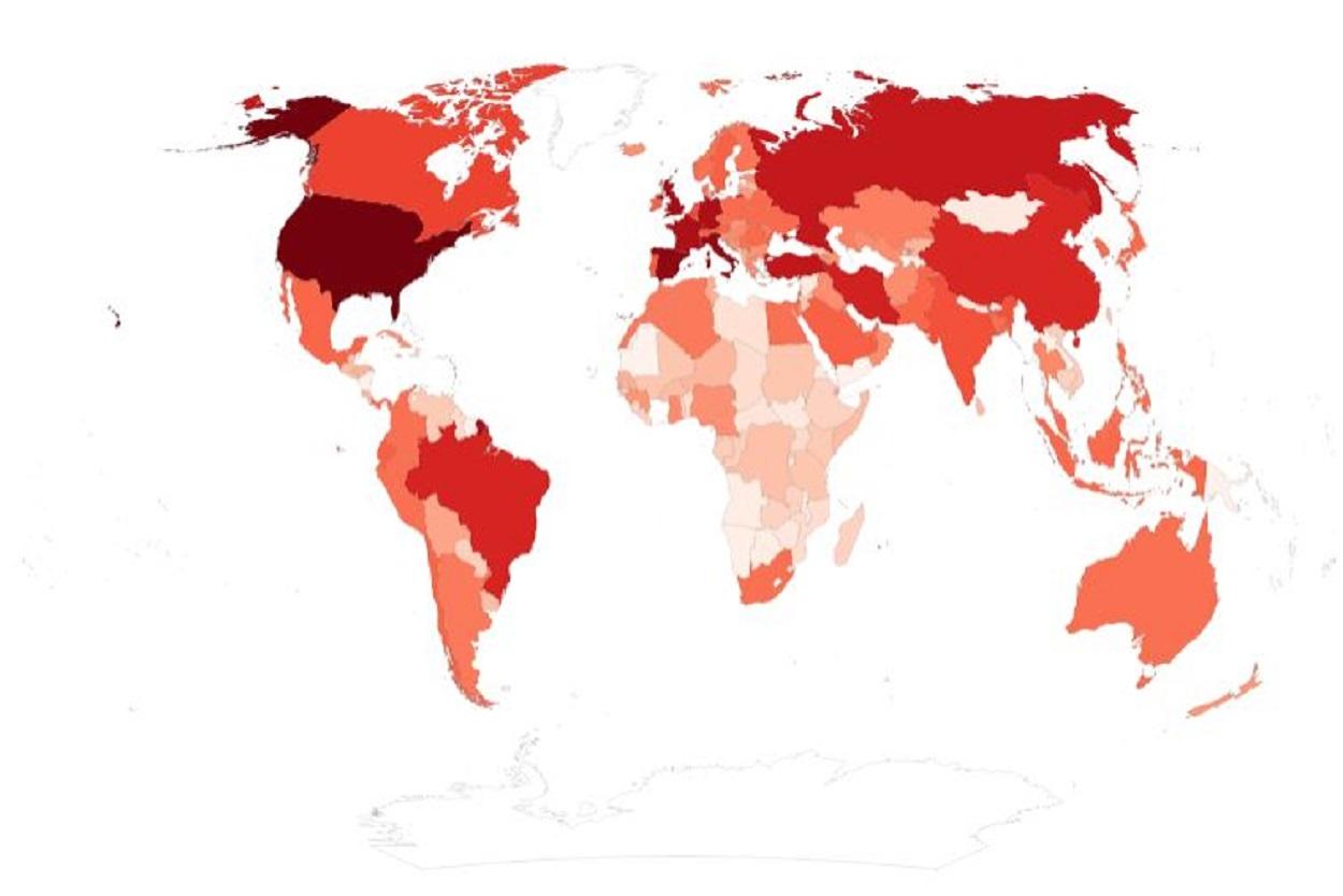 Mapa y evolución del coronavirus (COVID-19) en los diferentes países del mundo: datos de contagiados, fallecidos y recuperados