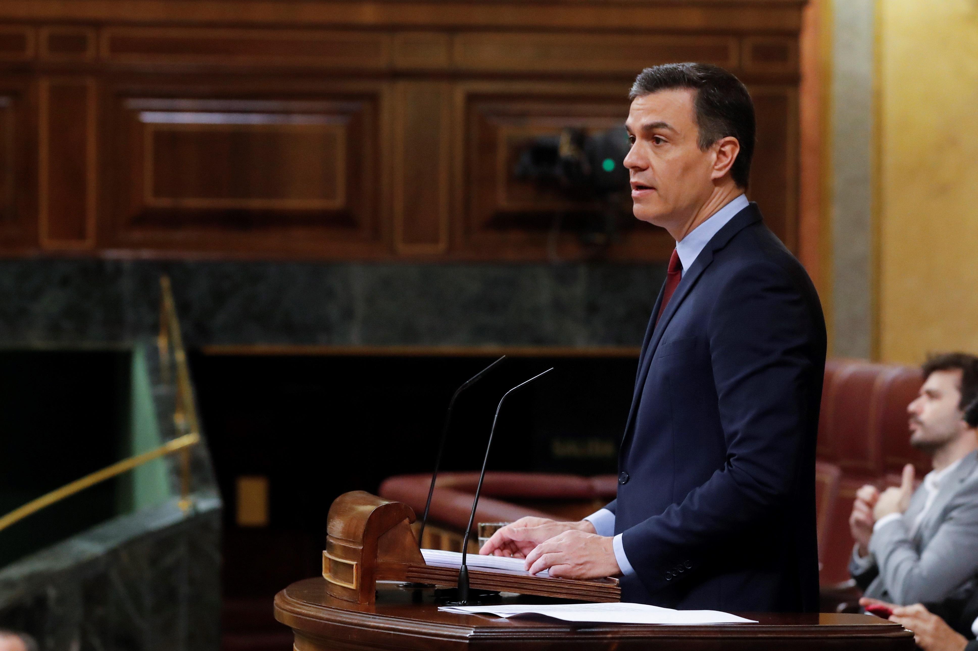 Pedro Sánchez, durante la sesión previa a la votación de la quinta prórroga del estado de alarma. Europa Press.