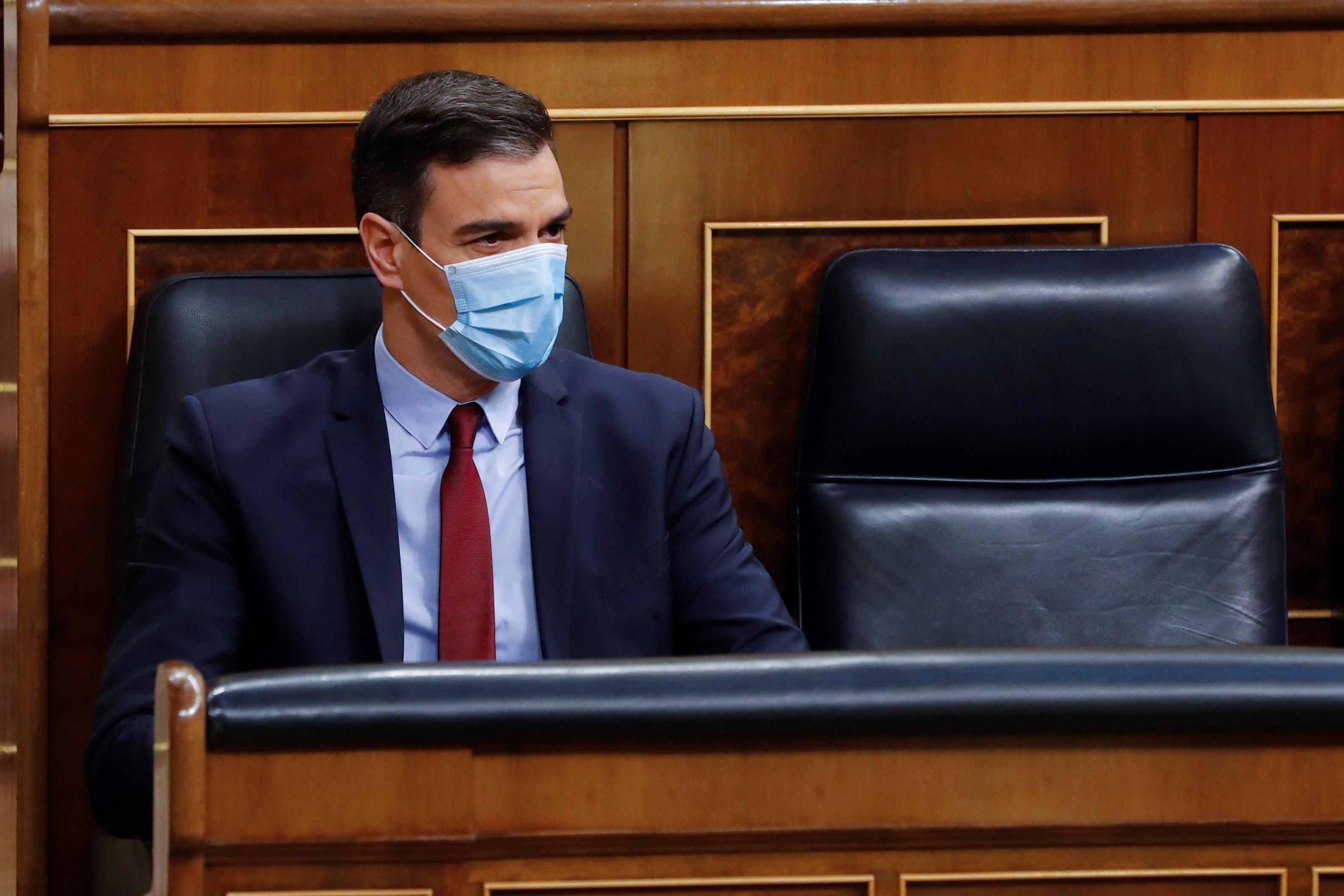 El presidente del Gobierno, Pedro Sánchez, durante el debate de la quinta prórroga del estado de alarma. EP