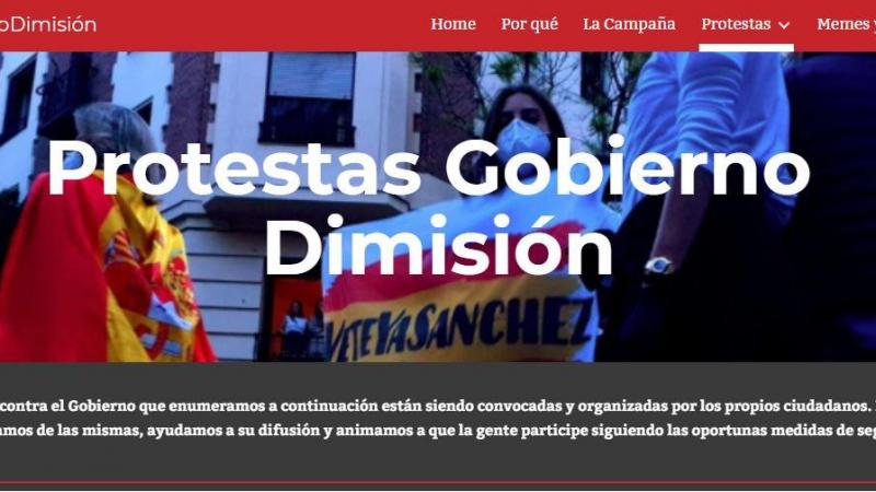 Captura de la Home de la web gobiernodimision.net