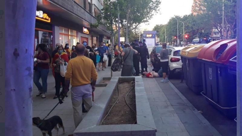 Agresión a un manifestante en Madrid