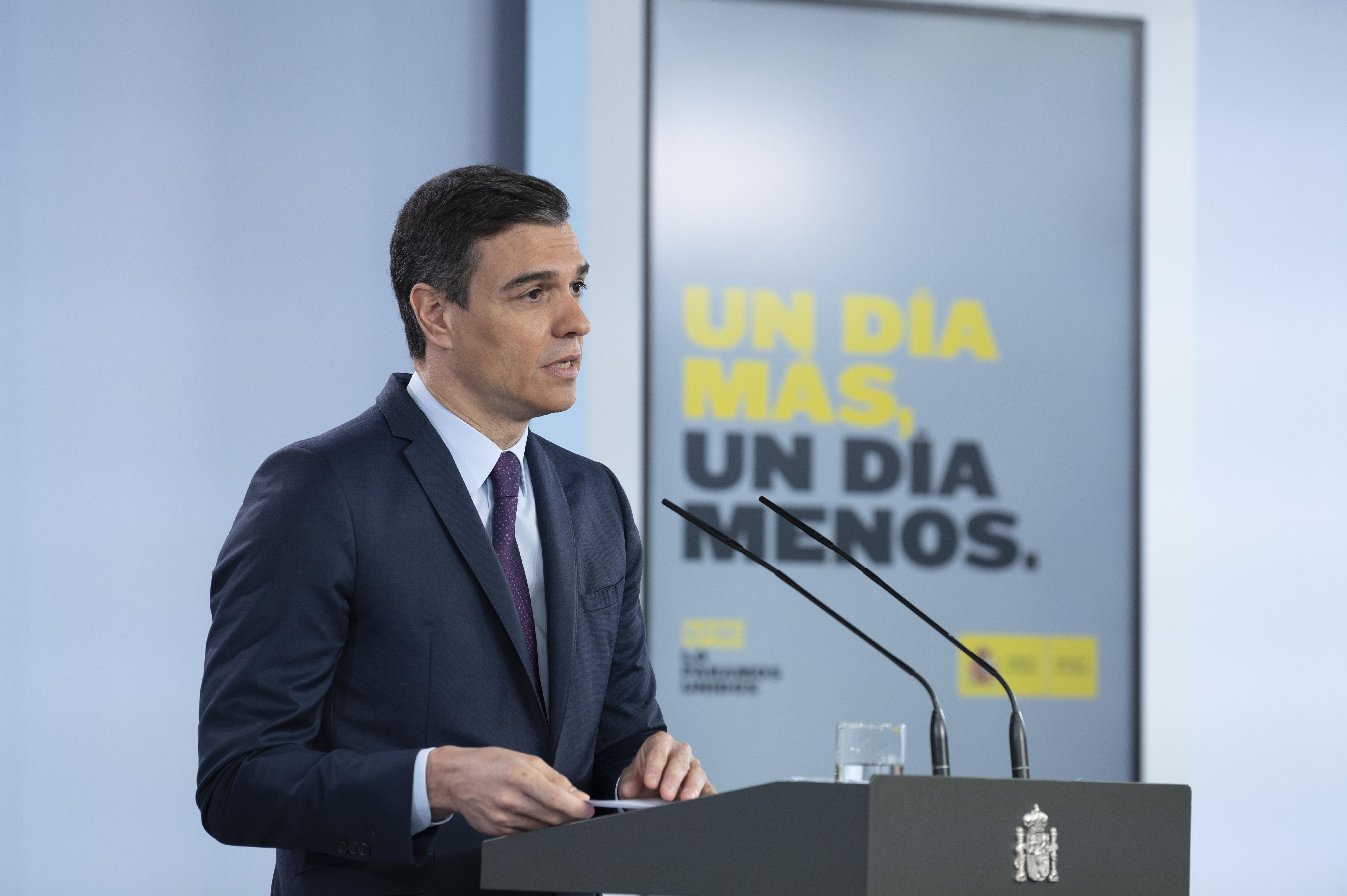 El presidente Pedro Sánchez en rueda de prensa telemática. Europa Press