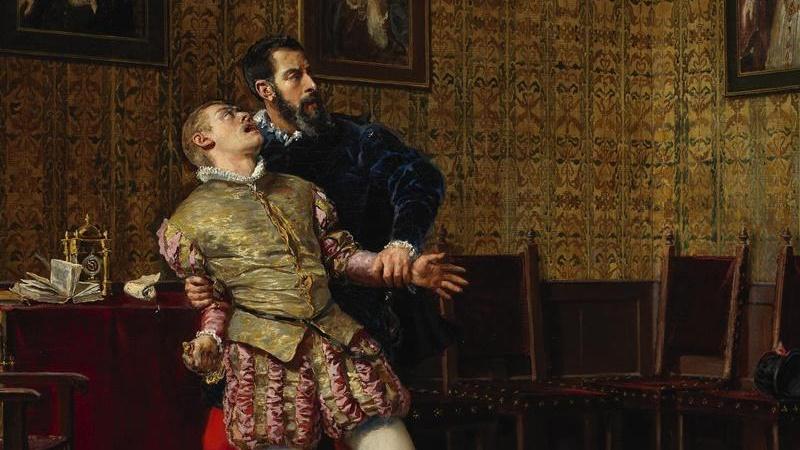 l duque de Alba reteniendo al infante don Carlos según los pinceles de José Uría y Uría