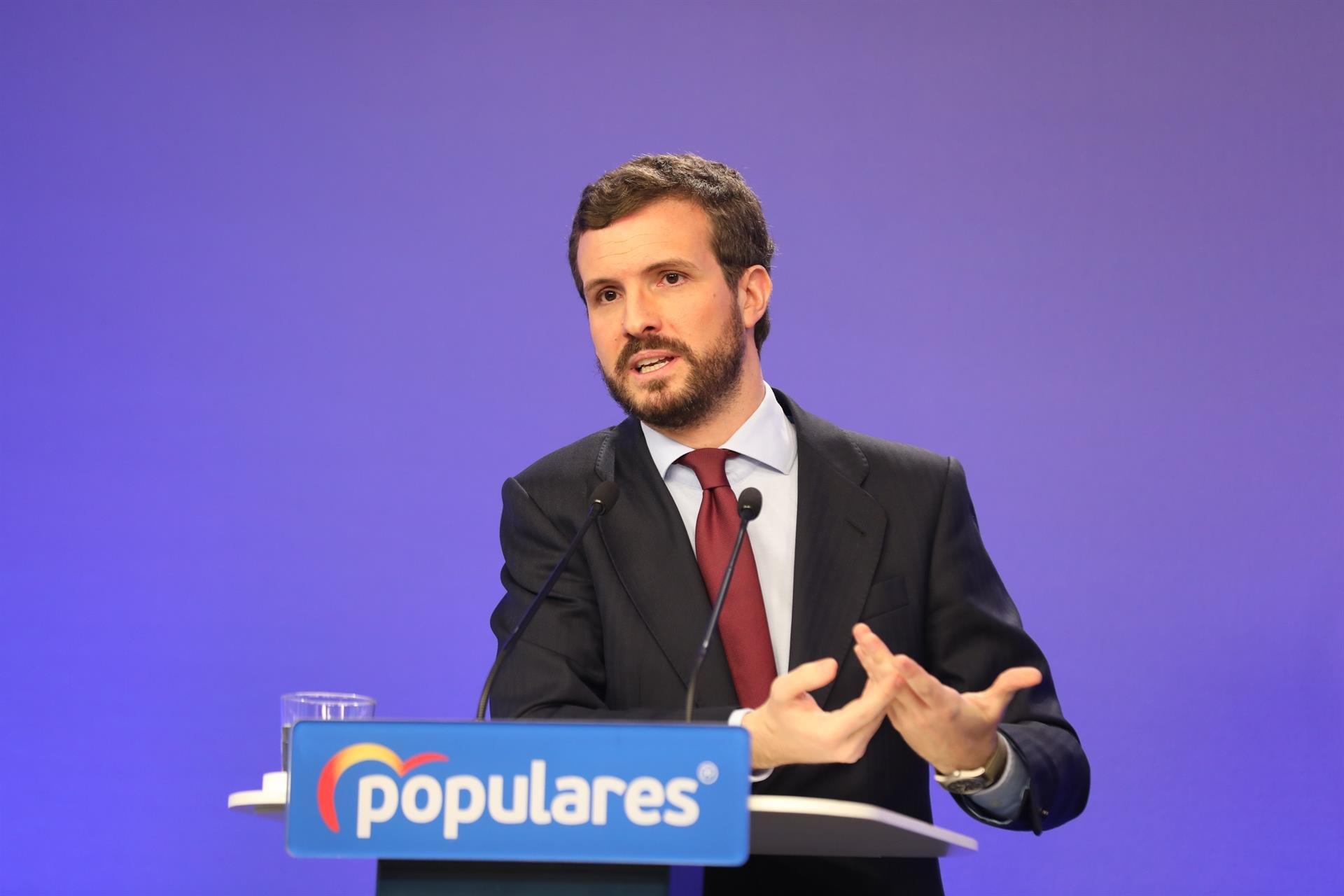 El presidente del Partido Popular, Pablo Casado. Fuente: EP.
