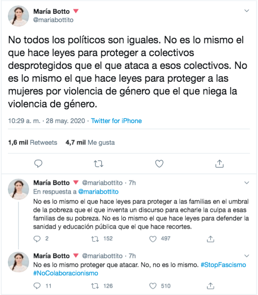 Hilo de María Botto en Twitter