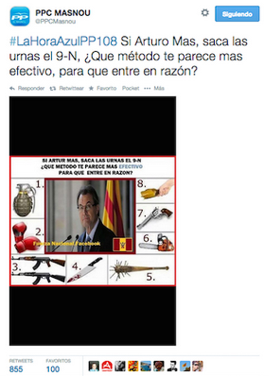 El PP en Cataluña sugiere asesinar a Artur Mas
