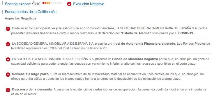 Fundamentos economicos La Sociedad General Inmobiliaria de España S.A.