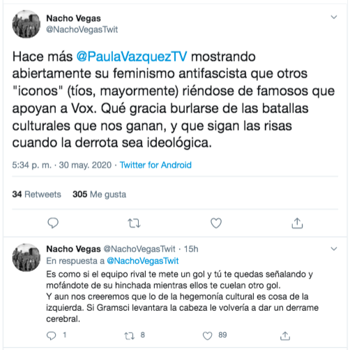 Mensaje de Nacho Vegas sobre Paula Vázquez