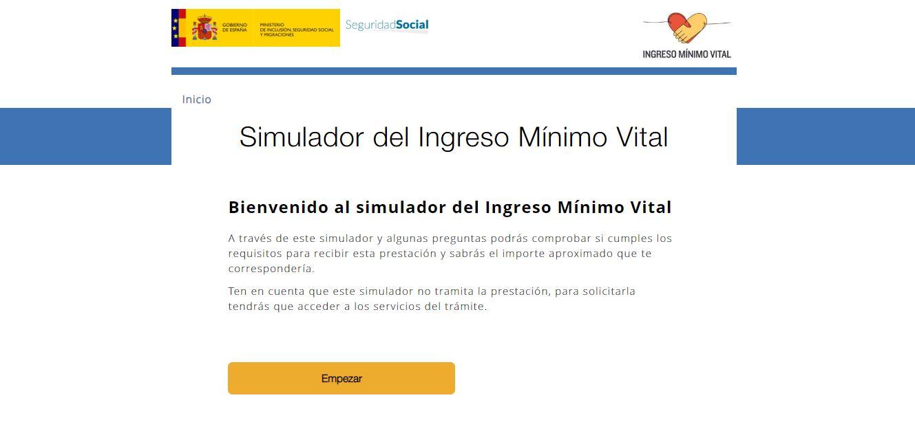 Simulador del Ingreso Mínimo Vital en la página web del Servicio Público de Empleo