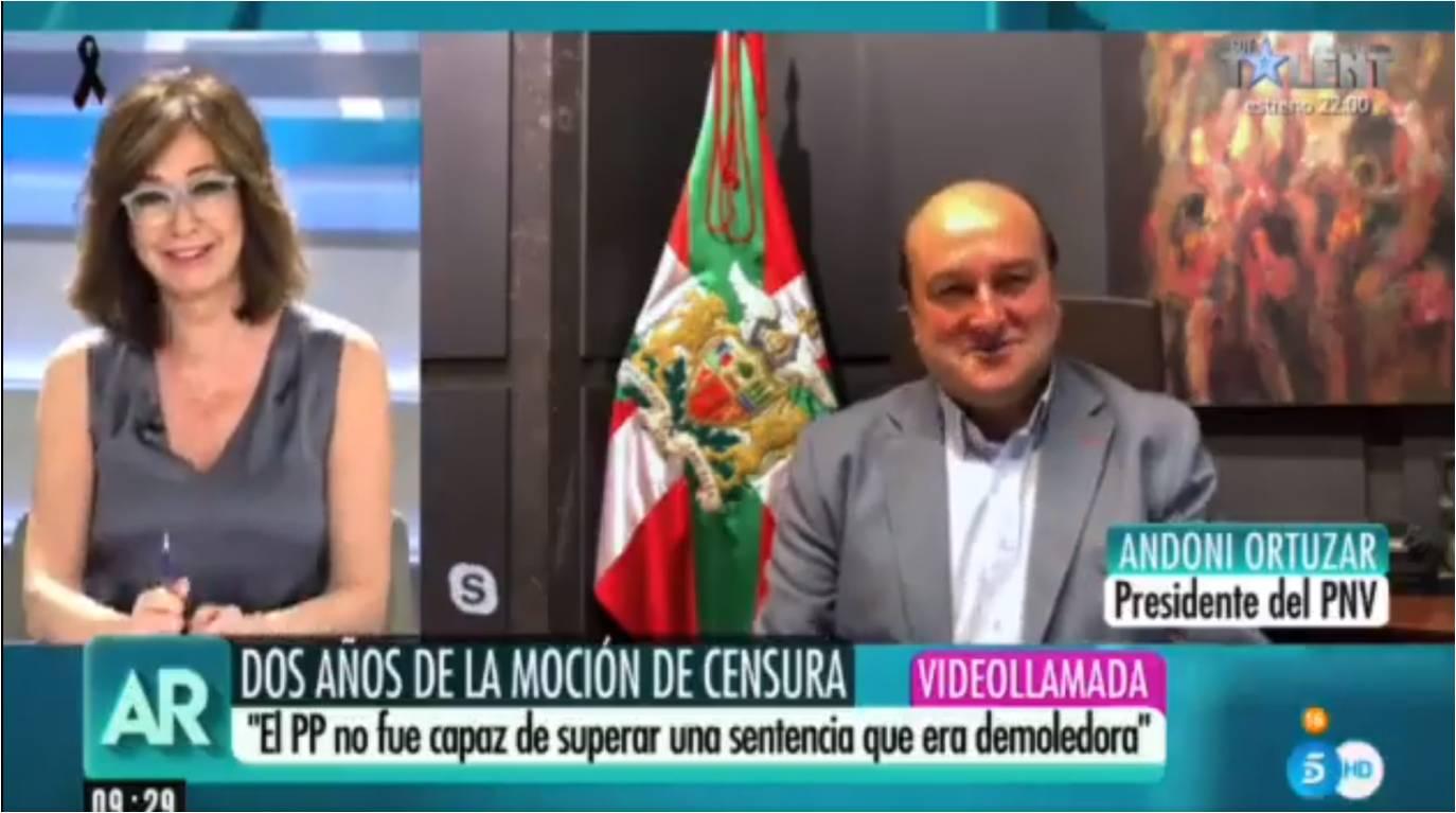 Andoni Ortuzar durante la entrevista con Ana Rosa. Twitter