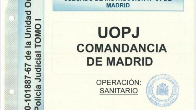 Portada del polémico informe sobre el 8M de la Operación Sanitario, sin sello de entrada en el registro del juzgado.