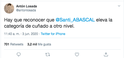 Tuit de Antón Losada sobre Santiago Abascal