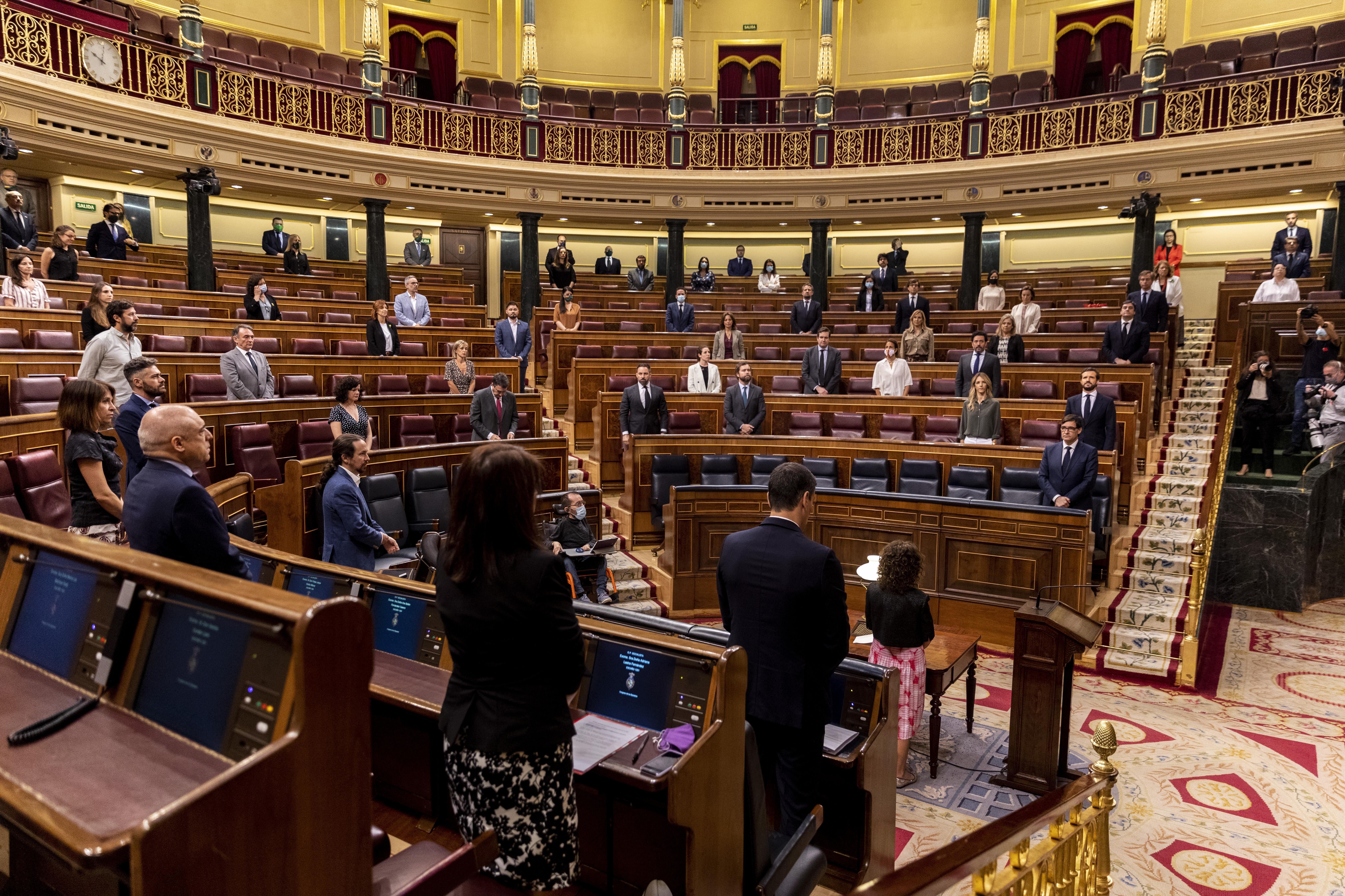 Los parlamentarios guardan un minuto de silencio en el Congreso. EP