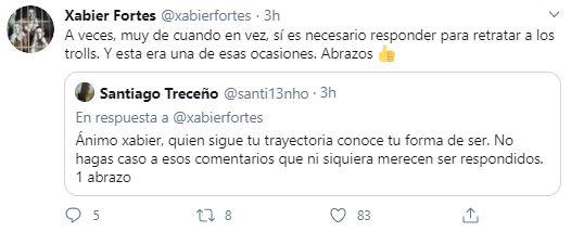 Tuit Xabier Fortes tras la crítica