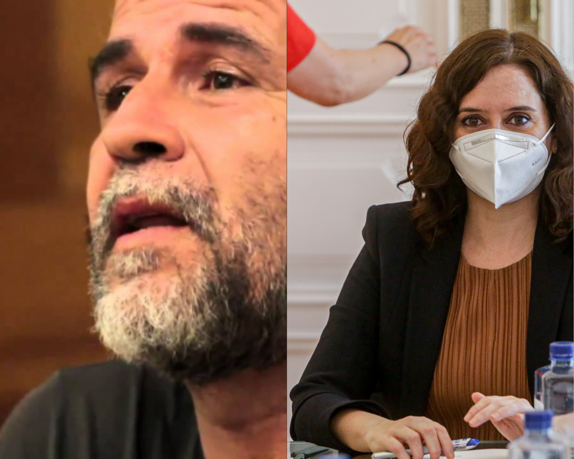 El actor Willy Toledo y la presidenta de la Comunidad de Madrid, Isabel Díaz Ayuso