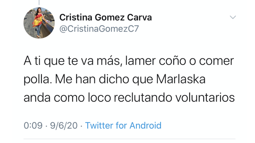 Tuit obsceno de la concejala de Vox en Galapagar