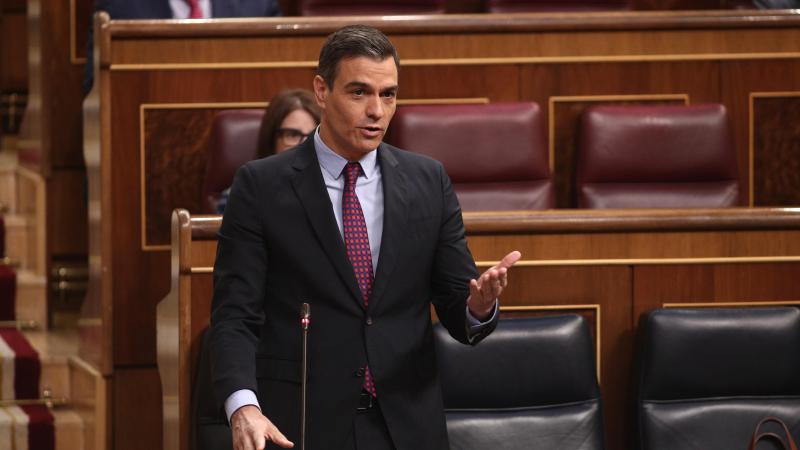 El presidente del Gobierno, Pedro Sánchez, interviene en la sesión de control en el Congreso de los Diputados. Europa Press.