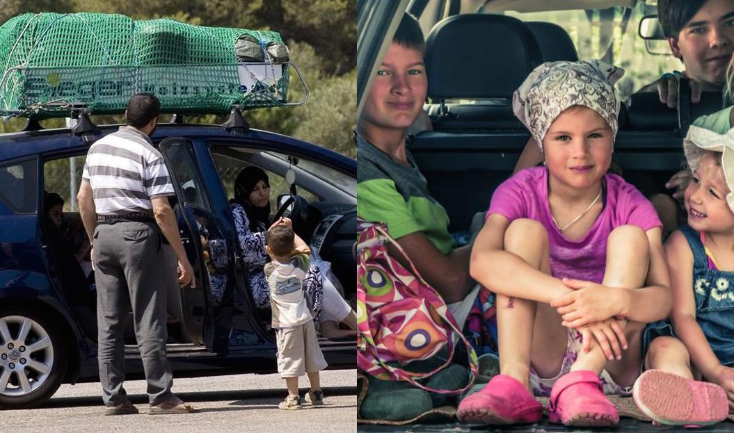 Dos familias de camino a sus vacaciones: una marroquí y otra alemana.