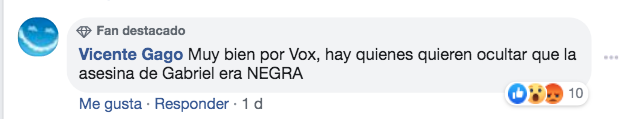 Captura comentario Facebook sobre la madre del niño Gabriel 2