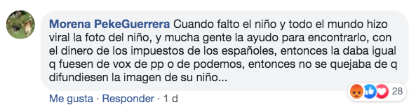 Captura comentario Facebook sobre la madre del niño Gabriel 3