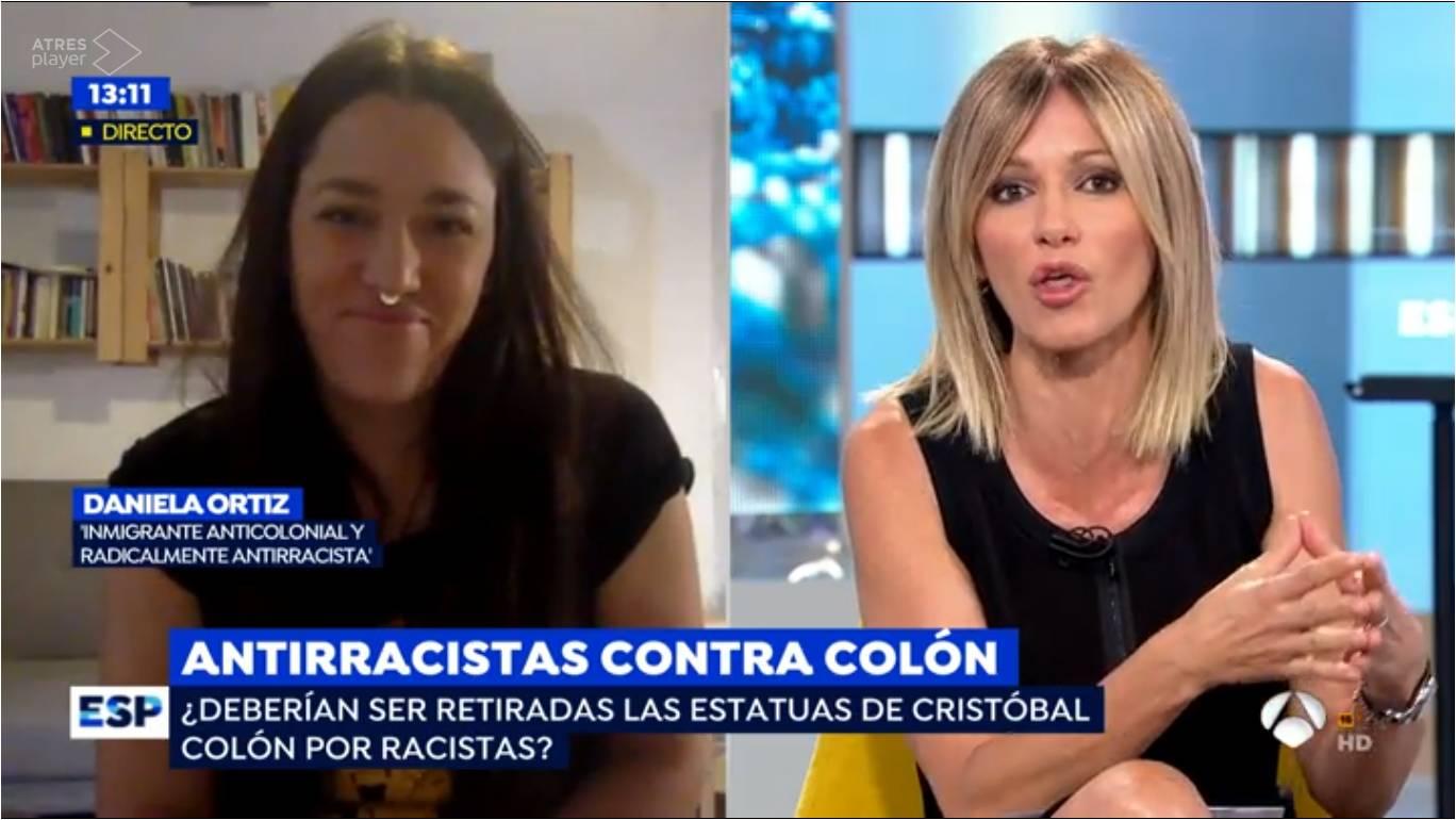 Debate en 'Espejo Público' sobre las protestas racistas y la estatua de Colón en Barcelona. Antena 3