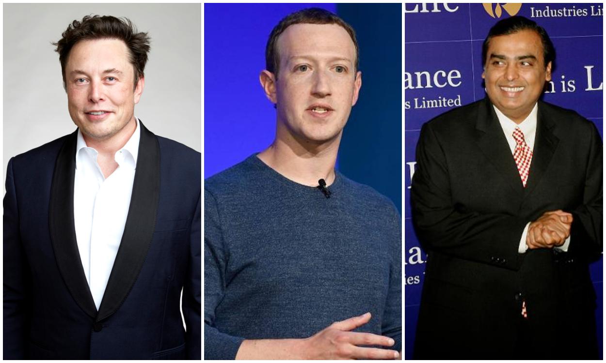 Elon Musk, Mark Zuckerberg y Mukesh Ambani, tres de los multimillonarios que han aumentado su fortuna