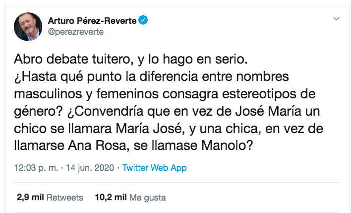 Reflexión de Pérez Reverte sobre las personas trans