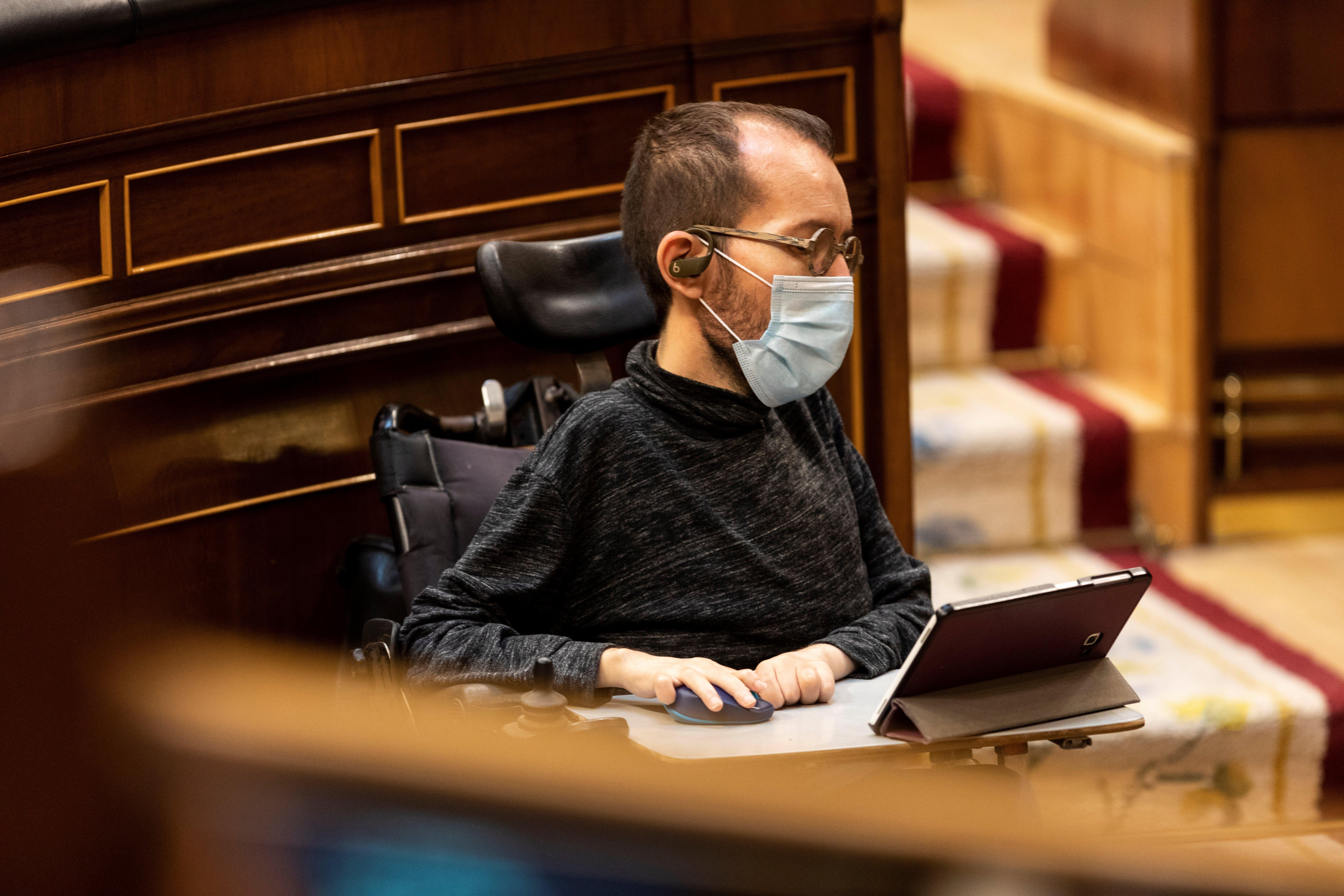 El portavoz de Unidas Podemos en el Congreso, Pablo Echenique. Fuente: Europa Press.