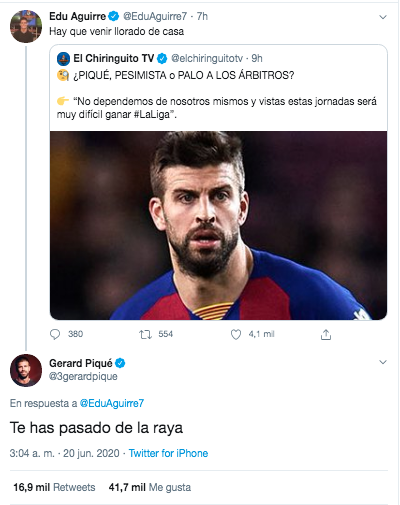 Tuit de Gerard Pique y Edu Aguirre Tuit de Gerard Pique y Edu Aguirre