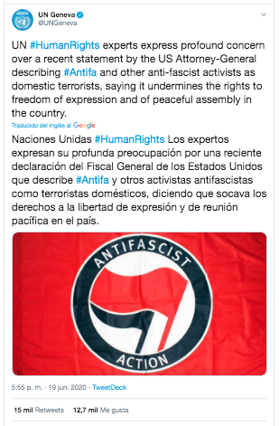 Tuit ONU antifascismo