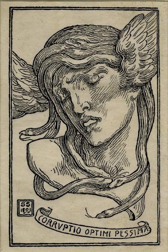 Xilografía alusiva a la corrupción, fechada en 1893, obra del gran pintor Simeon Salomon.