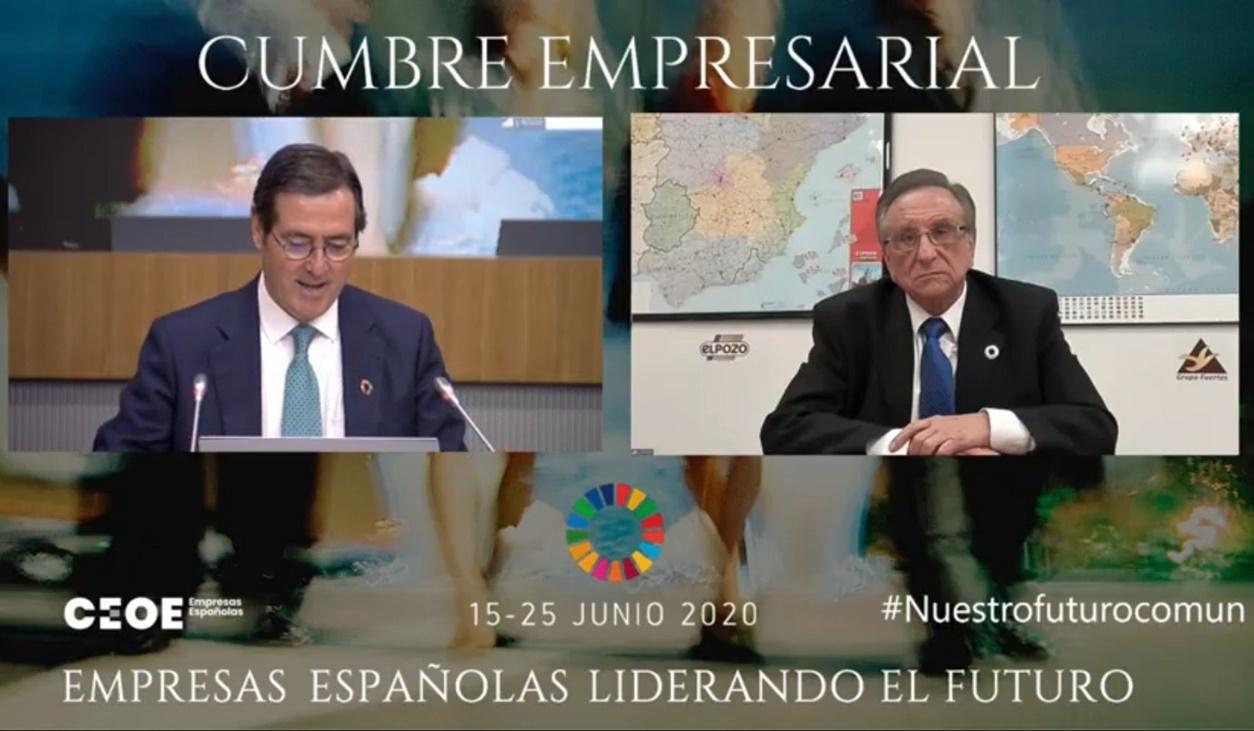 El presidente de la CEOE, Antonio Garamendi, y el presidente de Grupo Fuertes, Tomás Fuertes, en la Cumbre Empresarial