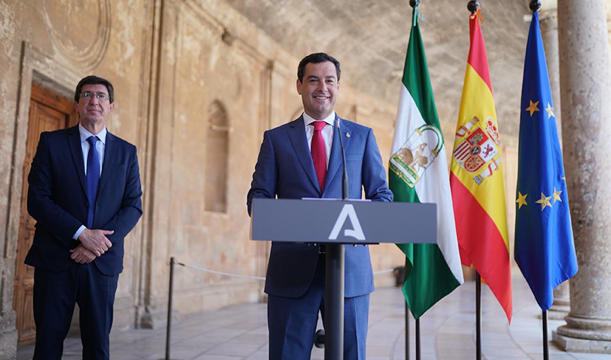 El vicepresidente Juan Marín y el el presidente Juan Manuel Moreno, hoy en Granada.