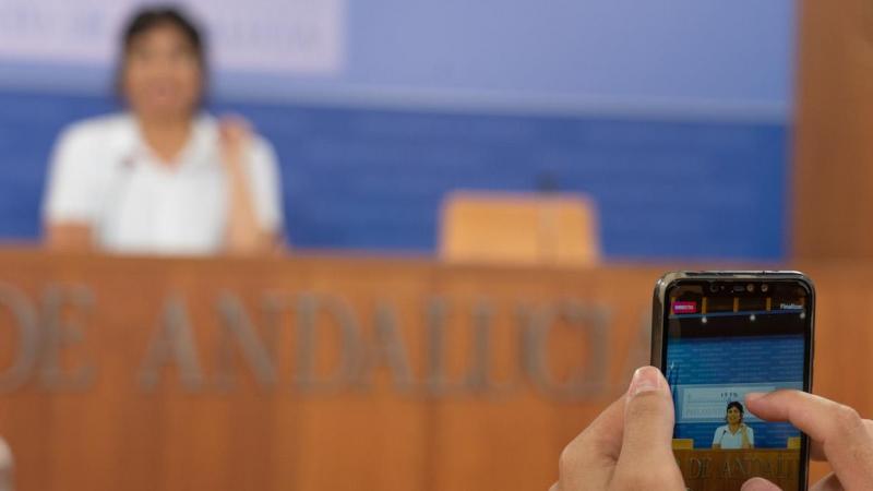 Teresa Rodríguez en rueda de prensa esta semana. EDUARDO BRIONES/EP