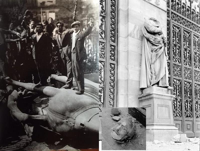 La escultura de Felipe III y la de Lope de Vega destruidas por el mismo enemigo La escultura de Felipe III y la de Lope de Vega destruidas por el mismo enemigo