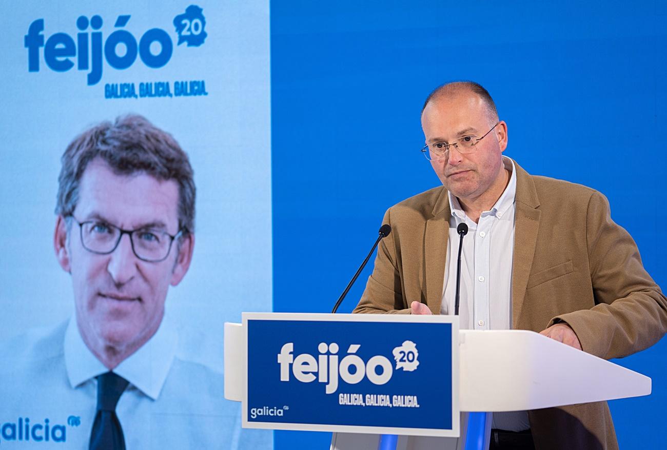 Miguel Tellado hace unos días en la presentación de la campaña de Núñez Feijóo (Fuente: PPdeG).