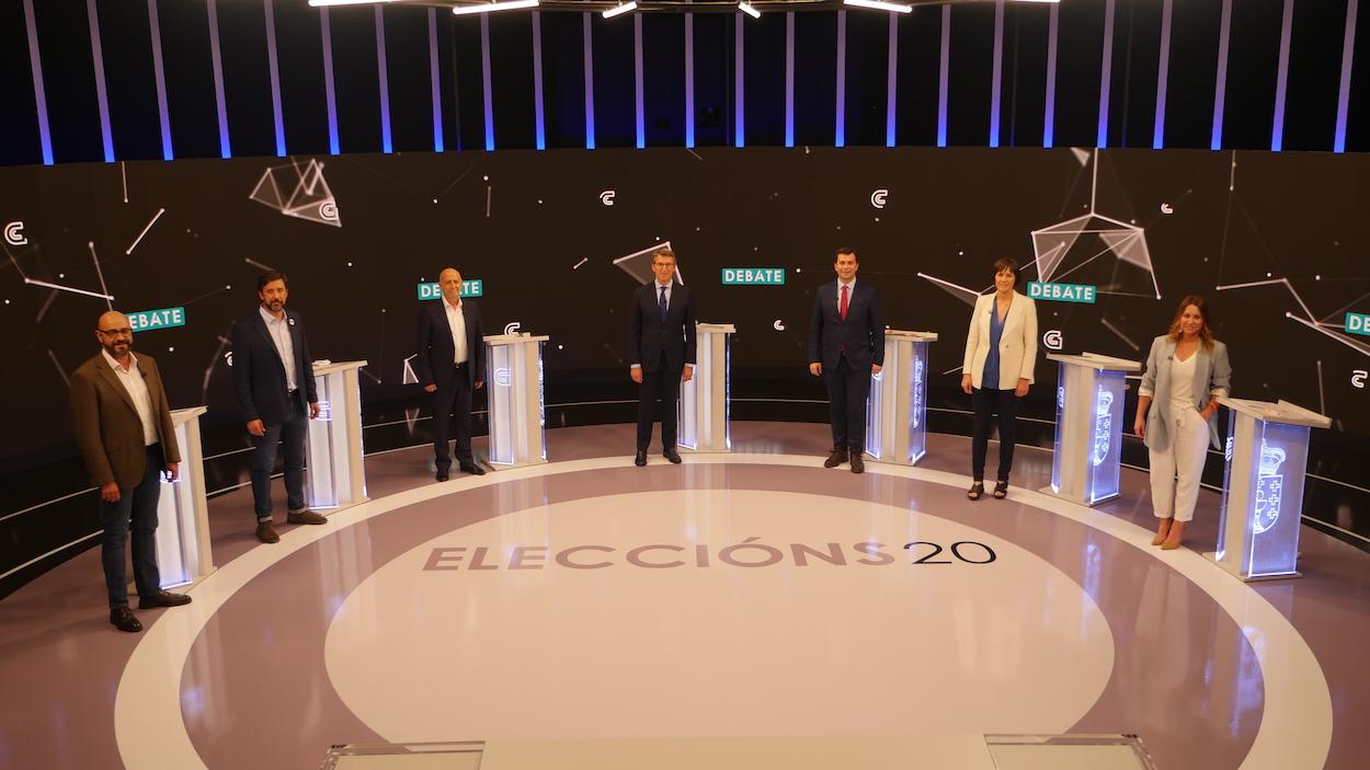 Fotografía de los candidatos a la Xunta de Galicia durante el debate de TVG.