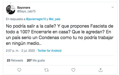 Respuesta al tuit de Javier Negre sobre Fernando Simón 5