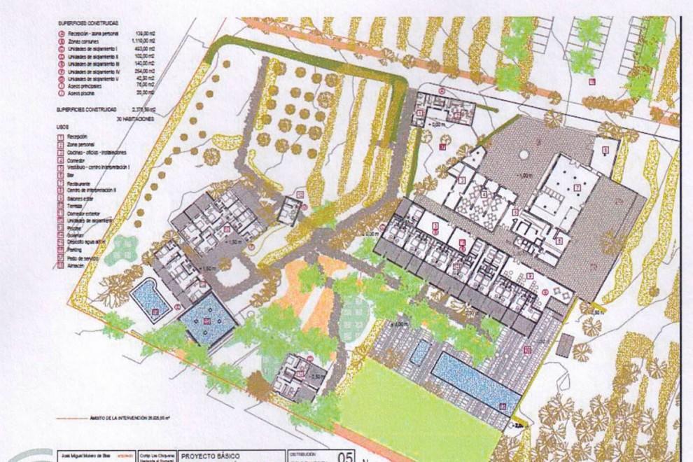 Plano del complejo de 30 habitaciones del que el viceconsejero de Turismo no tiene constancia de que vaya a ser un hotel.