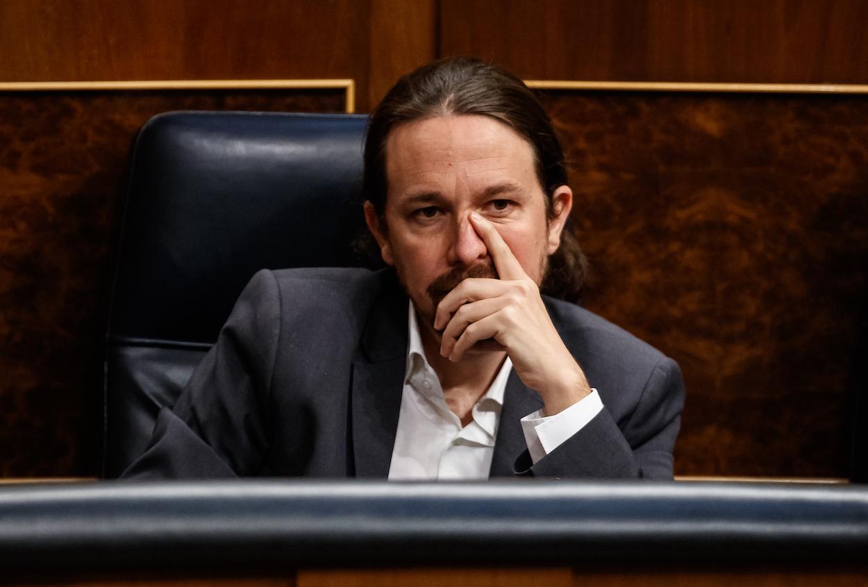 El vicepresidente segundo del Gobierno, Pablo Iglesias, durante un pleno en el Congreso