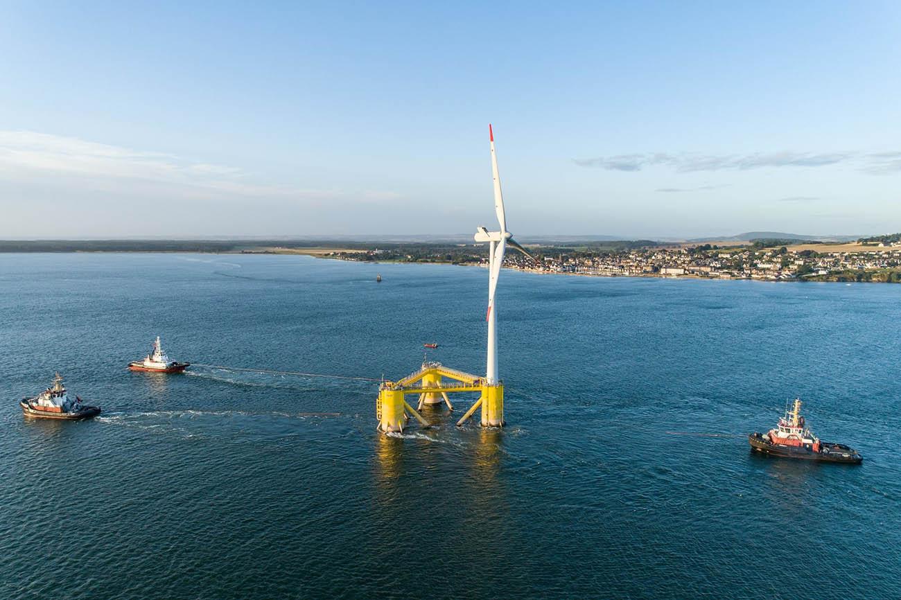 El parque eólico marino de Kincardine, en las costas de Escocia, incorpora tecnología off-shore flotante para profundidades superiores a 50 metros y es la primera financiación del ICO en el sector eólico offshore
