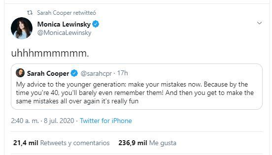 Respuesta Monica Lewinsky al tuit de la humorista americana
