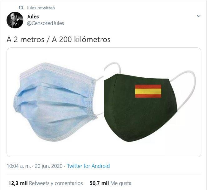 Tuit mascarillas bandera de España