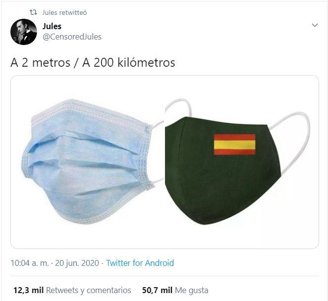 Tuit mascarillas bandera de España Tuit mascarillas bandera de España