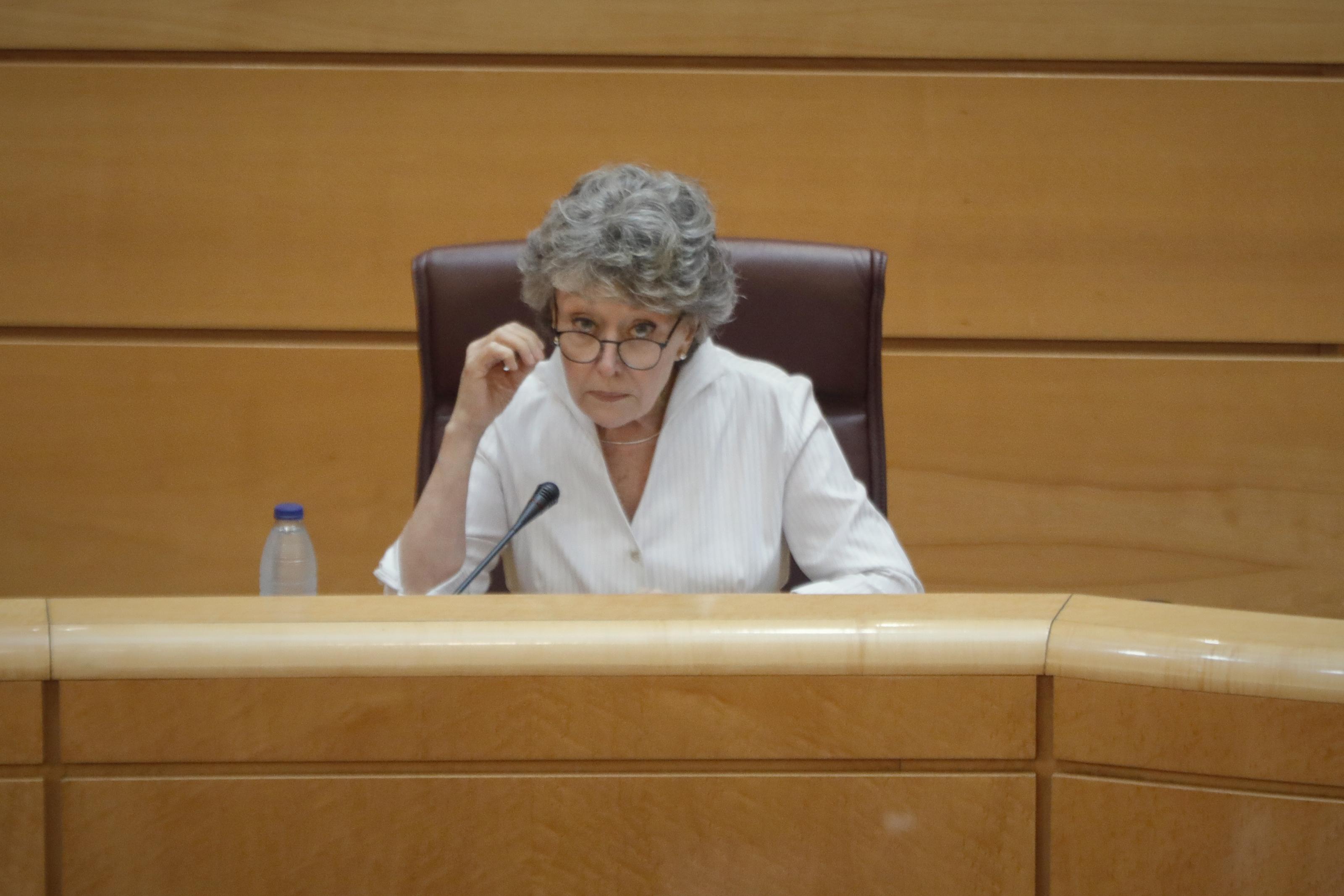 Rosa María Mateo durante su última comparecencia en el Senado