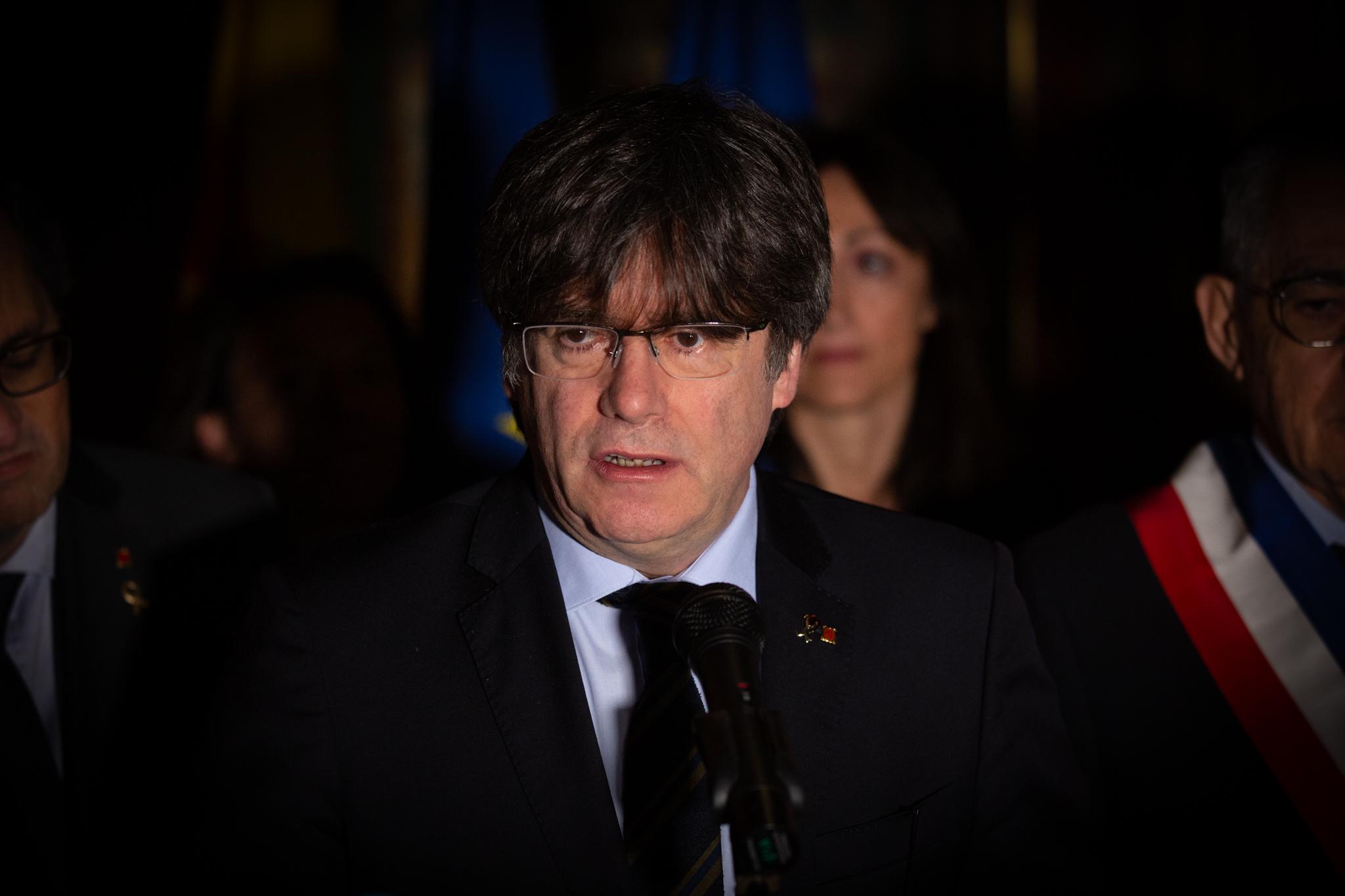  El expresidente de la Generalitat de Cataluña, Carles Puigdemont, durante su visita a Perpignan (Francia) a 29 de febrero de 2020.