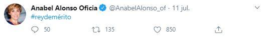 Tuit Anabel Alonso rey emérito Tuit Anabel Alonso rey emérito