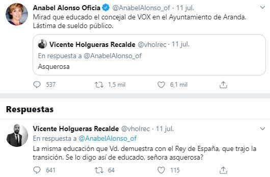Tuit Anabel Alonso con el concejal de Vox Tuit Anabel Alonso con el concejal de Vox