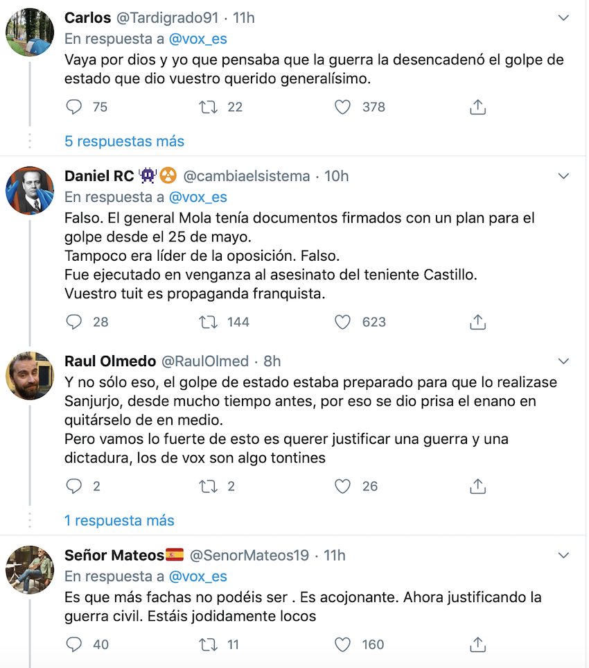 Respuestas al tuit de Vox sobre Sotelo Respuestas al tuit de Vox sobre Sotelo